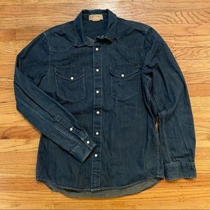 H&M men’s western denim button down shirt